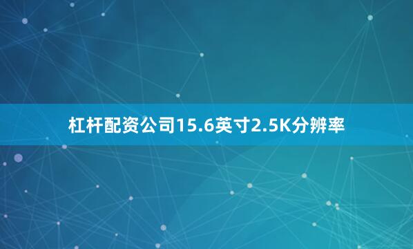 杠杆配资公司15.6英寸2.5K分辨率